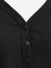Plus Size Buttons Surplice Top and Plaid Bowknot Tied Pants Pajama Set -  