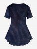 T-shirt Renaissance grande taille imprimé galaxie, lune, ailes, chat, ange - Noir M