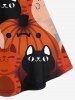 Plus Size Cat Pumpkin Print Crisscross Cami Dress -  