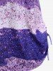 Plus Size Sparkling Sequin Heart Crisscross Cinched Skirt Tankini Swimsuit - Pourpre  1X | US 14-16