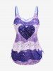 Plus Size Sparkling Sequin Heart Crisscross Cinched Skirt Tankini Swimsuit - Pourpre  2X | US 18-20