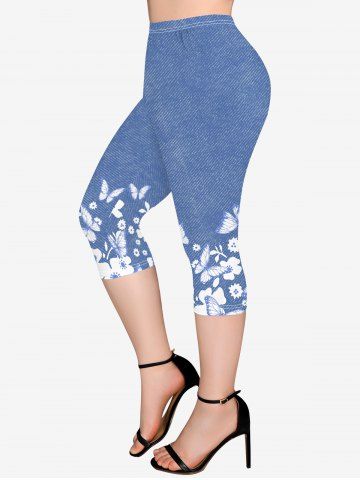 Butterfly Denim Print Leggings