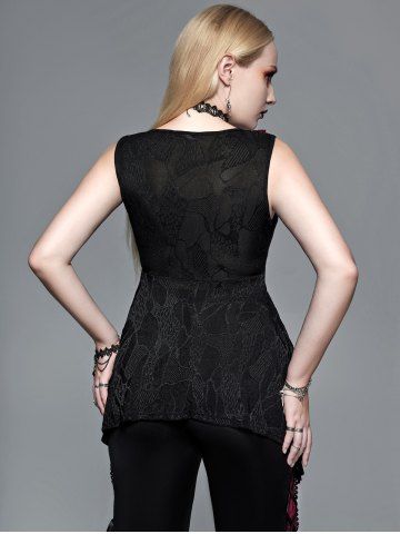 Gothic Fishnet Panel O-Ring PU Leather Straps Top