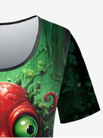 Gothic Octopus Seaweed Eye Print Short Sleeves T-shirt