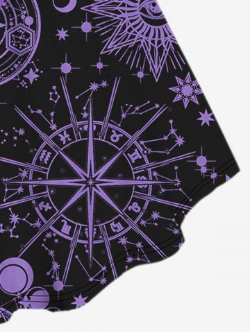 Plus Size Sun Moon Planet Eye Symbol Print Cinched Cami Top