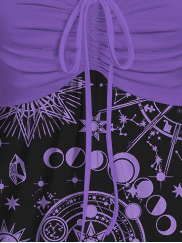 Plus Size Sun Moon Planet Eye Symbol Print Cinched Cami Top