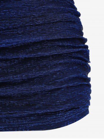 Plus Size Star Chain Panel Ruffle Tie Ruched Glitter Mesh T-shirt