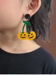 Gothic Glitter Pumpkin Devil Drop Earrings -  