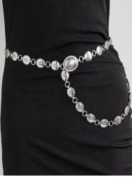 Chaîne de Taille Motif Fleurs Gravées en Alliage Style Vintage - Argent 