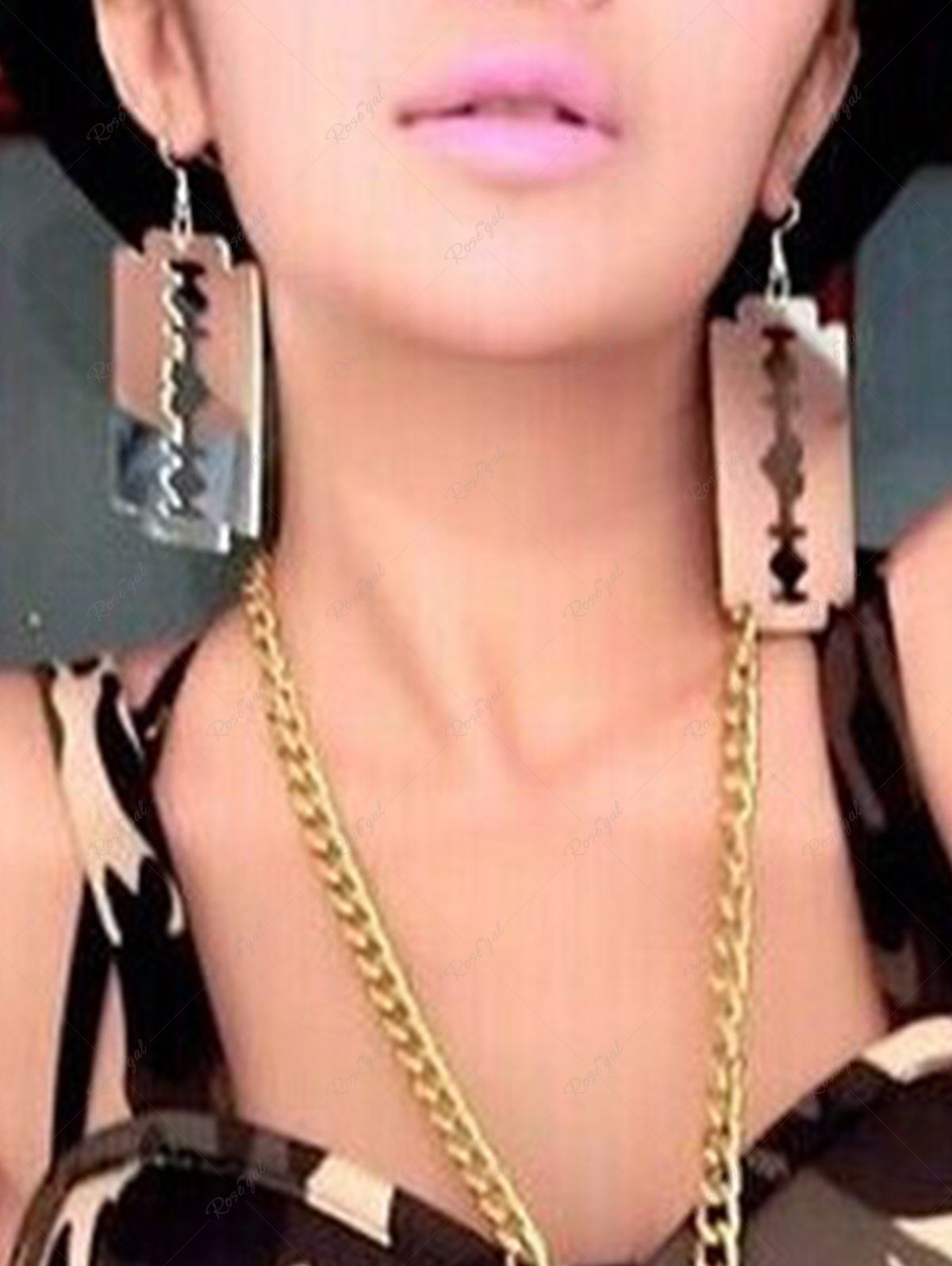 Hot Heart Exaggerated Mirror Drop Earrings  