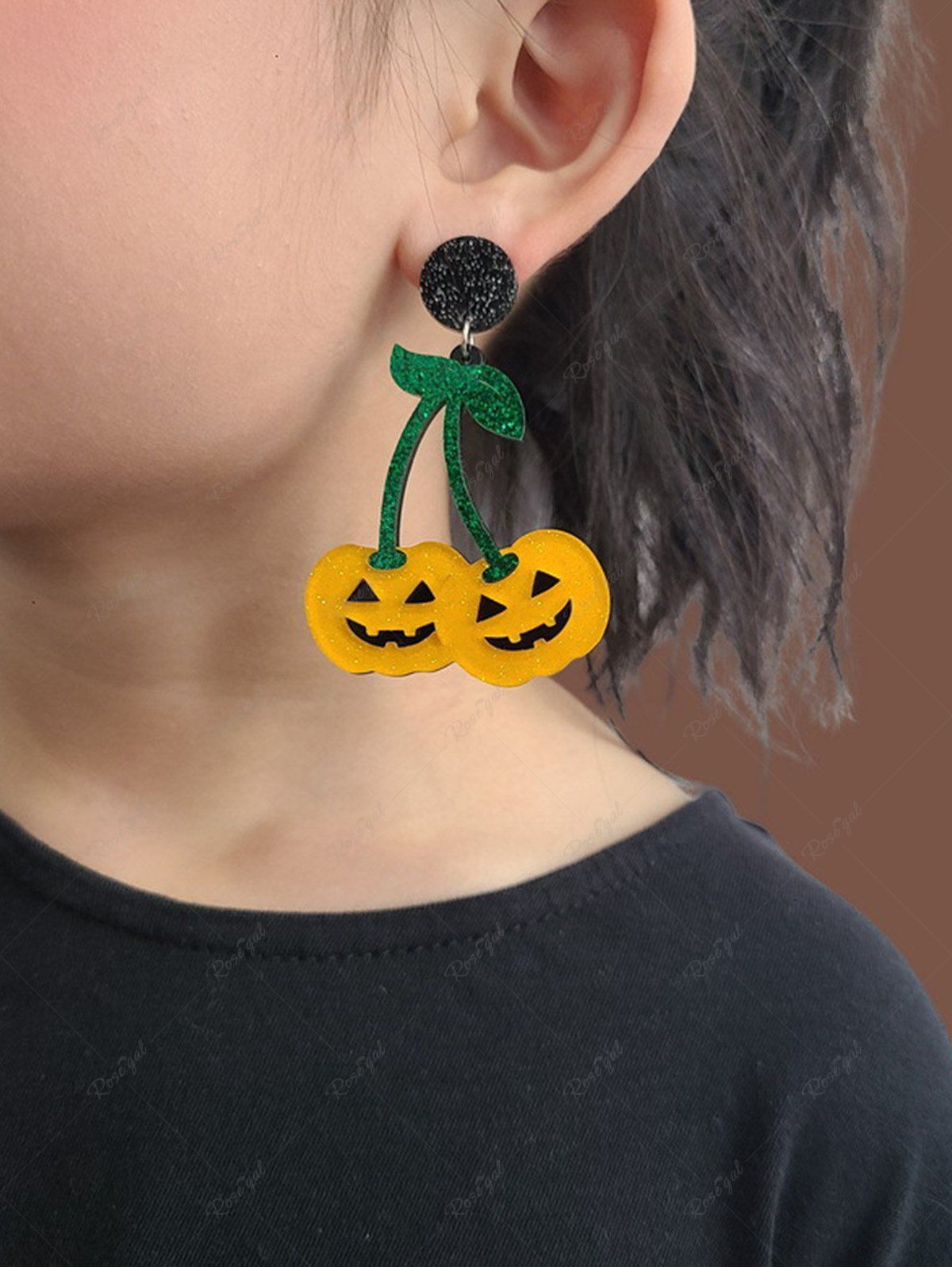 Buy Gothic Glitter Pumpkin Devil Drop Earrings  