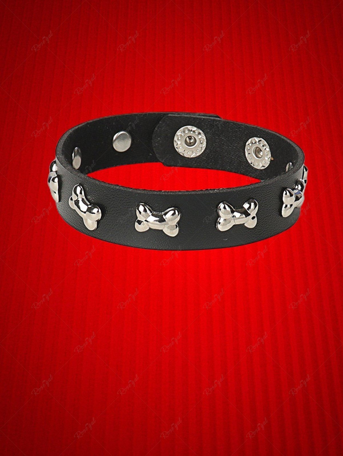 Latest Gothic Rivet Dog Bone PU Leather Charm Bracelet  