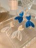 Boucles D'Oreilles Pendantes en Forme de Queue de Poisson Style Vintage - Blanc 