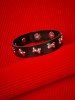 Gothic Rivet Dog Bone PU Leather Charm Bracelet -  