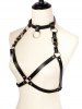 Vintage Faux Leather O-Ring Heart Buckle Strappy Body Chain With Choker -  