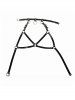 Vintage Faux Leather O-Ring Heart Buckle Strappy Body Chain With Choker -  