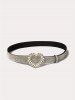Fashion Heart Buckle Faux Rhinestone Glitter Belt -  