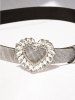 Fashion Heart Buckle Faux Rhinestone Glitter Belt -  
