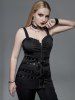 Gothic Zipper Grommets PU Leather Straps Lace Up Top -  