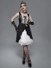 Gothic Lace Panel Lace-up Ruffles Sleeveless Dress -  