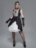 Gothic Lace Panel Lace-up Ruffles Sleeveless Dress -  