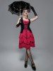 Gothic Grommets Two Tone Lace-up Ruched Layered Tank Dress -  