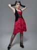 Gothic Grommets Two Tone Lace-up Ruched Layered Tank Dress -  