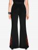 Gothic Guitar Branch Print Flare Pants -  