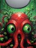 Gothic Octopus Seaweed Eye Print Short Sleeves T-shirt -  