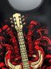 Gothic Colorful Guitar Branch Print Short Sleeves T-shirt -  