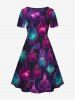 Gothic Colorful Bottle Lamp Glitter Print Cinched Dress -  