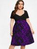 Plus Size Flower Print Cinched Ruched Dress -  