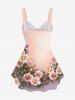 Plus Size Flower Print Cinched Tank Top -  