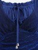 Plus Size Star Chain Panel Ruffle Tie Ruched Glitter Mesh T-shirt -  