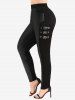 Pantalon Jointif Bouclé de Grande Taille en Cuir PU à Œillet - Noir 1X | US 14-16