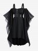 Robe D'Halloween Vintage Zippée à Epaule Dénudée à Manches Papillon Grande Taille - Noir L | US 12