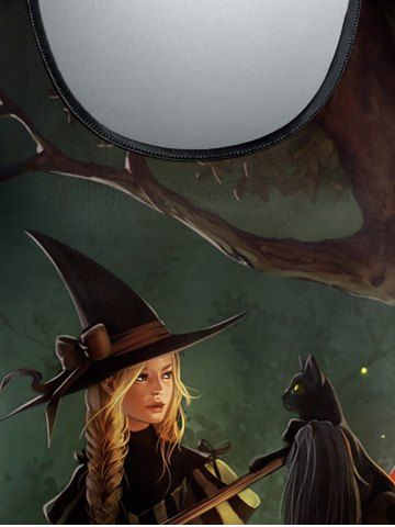 Plus Size Halloween Pumpkin Hat Girl Cat Branch Print T-shirt