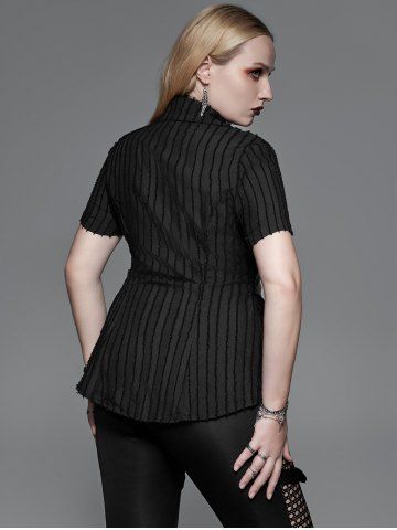 Gothic Jacquard PU Leather Lace-up Corset Shirt