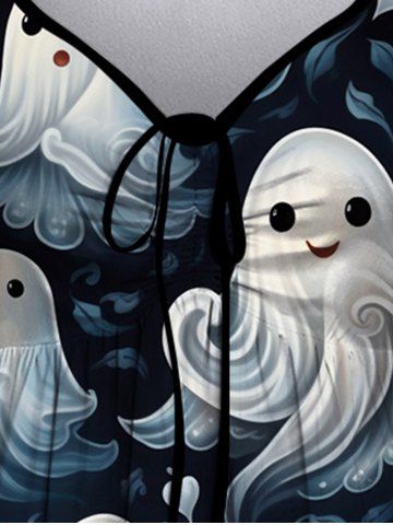 Gothic Cute Ghost Cloud Print Cinched Dress