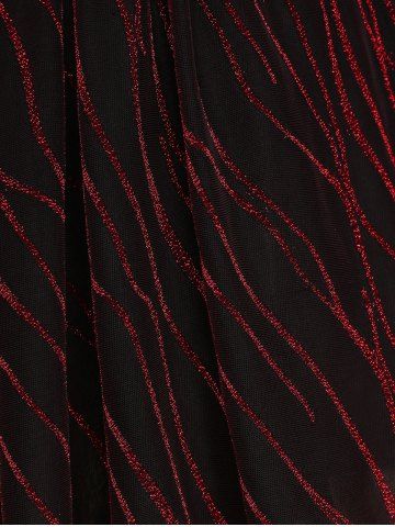 Plus Size Sparkling Sequin Chains Lace Up PU Leather Belted T-shirt