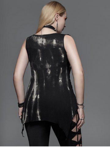 Gothic Grommet Flowers Hollow Out Lace Up Sleeveless Top