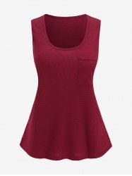 Plus Size Pocket Textured Solid Color Tank Top -  