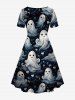Gothic Cute Ghost Cloud Print Cinched Dress -  