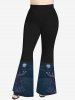 Plus Size Moon Wings Angel Bird Print Flare Pants -  