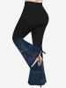 Plus Size Moon Wings Angel Bird Print Flare Pants -  