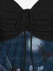 Plus Size Bird Wings Angel Glitter Print Cinched Tank Top -  