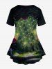 Renaissance Plus Size Flower Glitter Butterfly Angel Cat Print T-shirt -  