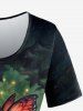 Renaissance Plus Size Flower Glitter Butterfly Angel Cat Print T-shirt -  