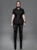Chemise Corset Gothique en Jacquard en Cuir PU à Lacets - Noir 3X | US 22-24