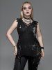 Gothic Grommet Flowers Hollow Out Lace Up Sleeveless Top -  